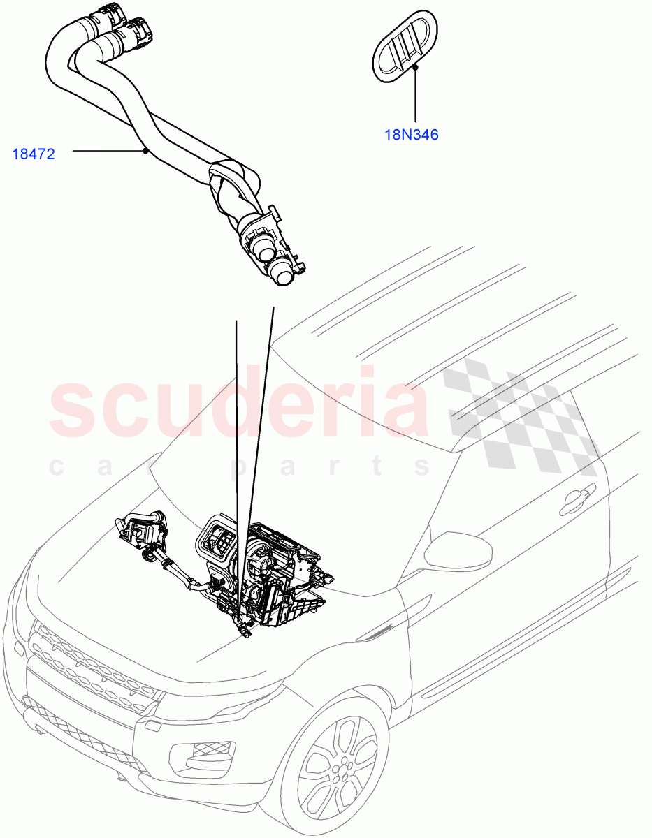 Heater Hoses (2.0L 16V TIVCT T/C 240PS Petrol, Itatiaia (Brazil), 2.0L I4 DSL MID DOHC AJ200, 2.0L I4 DSL HIGH DOHC AJ200) ((V) FROMGT000001) of Land Rover Land Rover Range Rover Evoque (2012-2018) [2.2 Single Turbo Diesel]