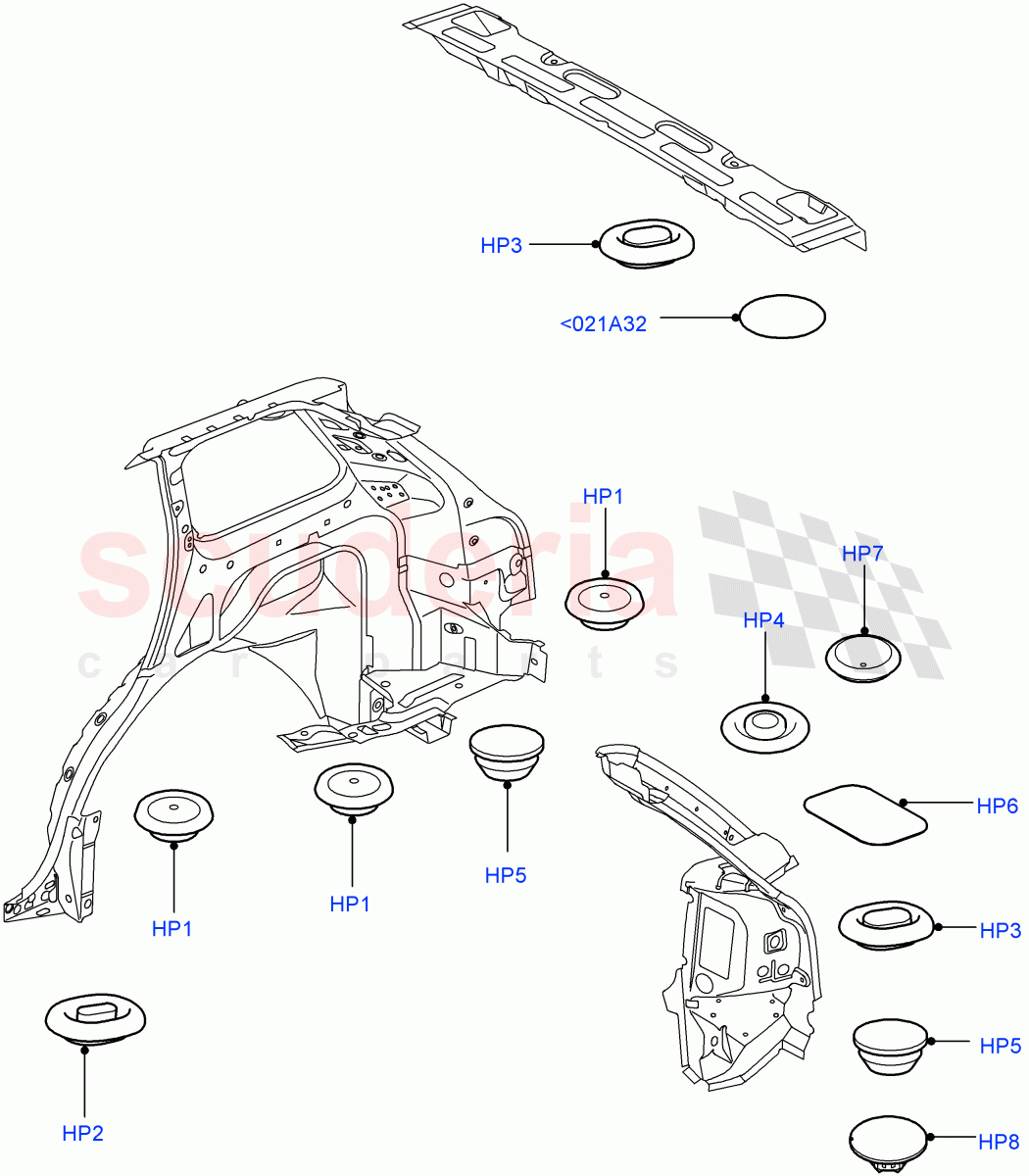 Plugs - Body (Rear) ((V) TO9A999999) of Land Rover Land Rover Range Rover Sport (2005-2009) [4.4 AJ Petrol V8]