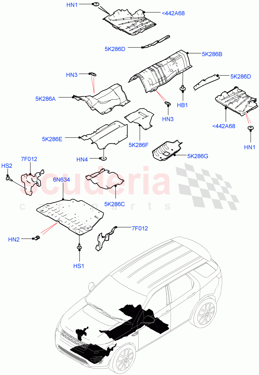 Splash And Heat Shields (Front, Body) (Halewood (UK)) ((V) TOKH999999) of Land Rover Land Rover Discovery Sport (2015+) [2.0 Turbo Diesel]