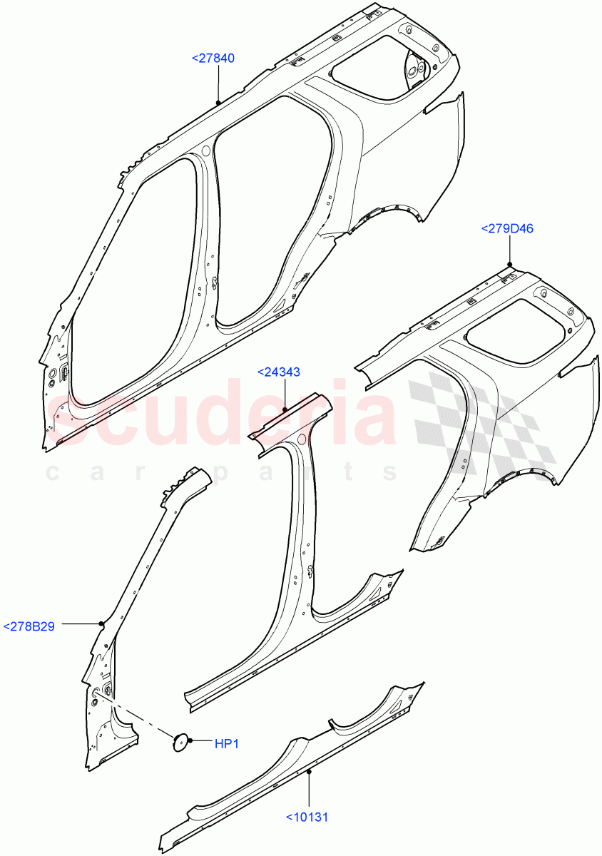Side Panels - Outer (Nitra Plant Build) ((V) FROMK2000001) of Land Rover Land Rover Discovery 5 (2017+) [3.0 I6 Turbo Diesel AJ20D6]