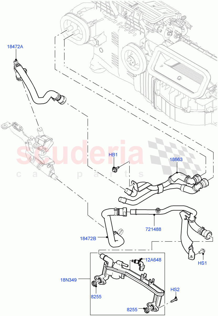 Heater Hoses (5.0L P AJ133 DOHC CDA S/C Enhanced, Electric Auxiliary Coolant Pump, 5.0 Petrol AJ133 DOHC CDA) ((V) FROMJA000001) of Land Rover Land Rover Range Rover Sport (2014+) [3.0 DOHC GDI SC V6 Petrol]