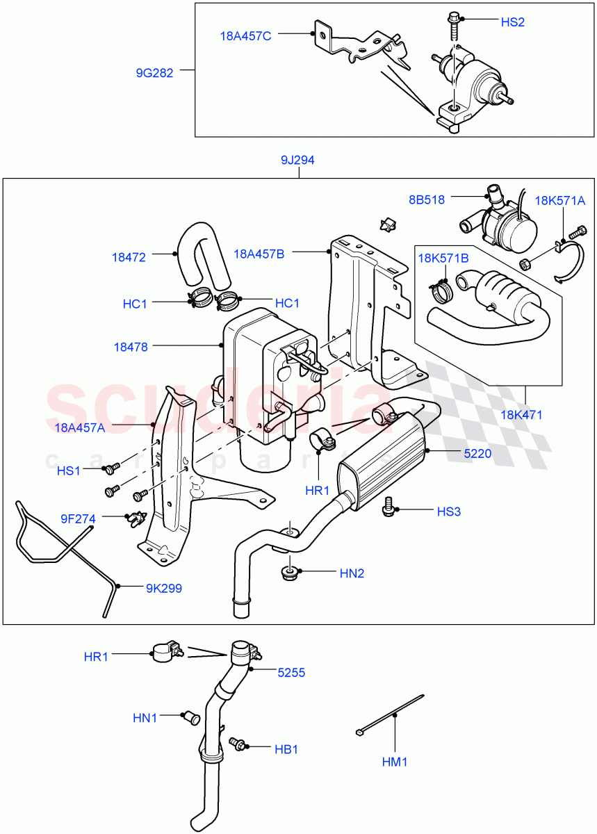 Auxiliary Fuel Fired Pre-Heater (Page A) (With Fuel Fired Heater) ((V) TO9A999999) of Land Rover Land Rover Range Rover Sport (2005-2009) [3.6 V8 32V DOHC EFI Diesel]
