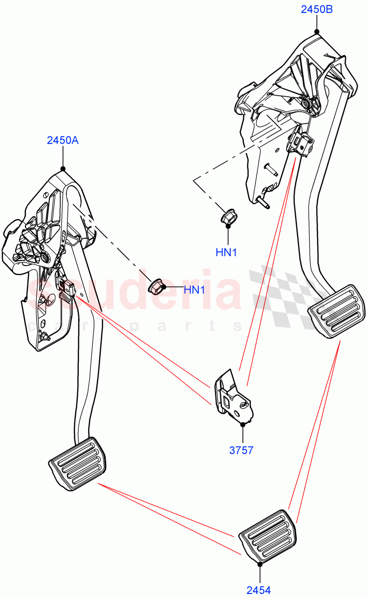 Brake And Clutch Controls (8 Speed Automatic Trans 8G30, Halewood (UK)) ((V) FROMLH000001) of Land Rover Land Rover Range Rover Evoque (2019+) [2.0 Turbo Diesel]