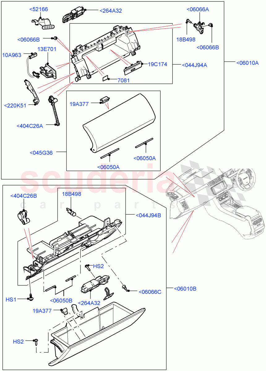 Glove Box ((V) FROMJA000001) of Land Rover Land Rover Range Rover Sport (2014+) [5.0 OHC SGDI SC V8 Petrol]