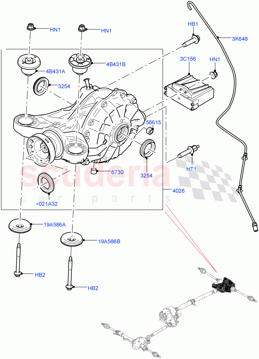 Rear Axle (2.0L 16V TIVCT T/C 240PS Petrol, Rear Axle Open Style Differential) ((V) TOGA999999) of Land Rover Land Rover Range Rover (2012-2021) [5.0 OHC SGDI SC V8 Petrol]