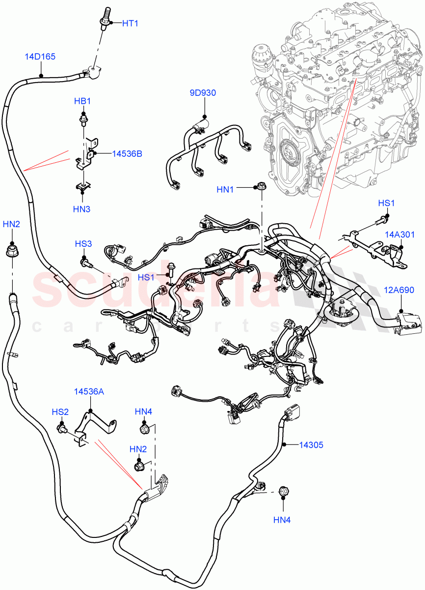 Engine Harness (2.0L AJ200P Hi PHEV) of Land Rover Land Rover Defender (2020+) [3.0 I6 Turbo Petrol AJ20P6]