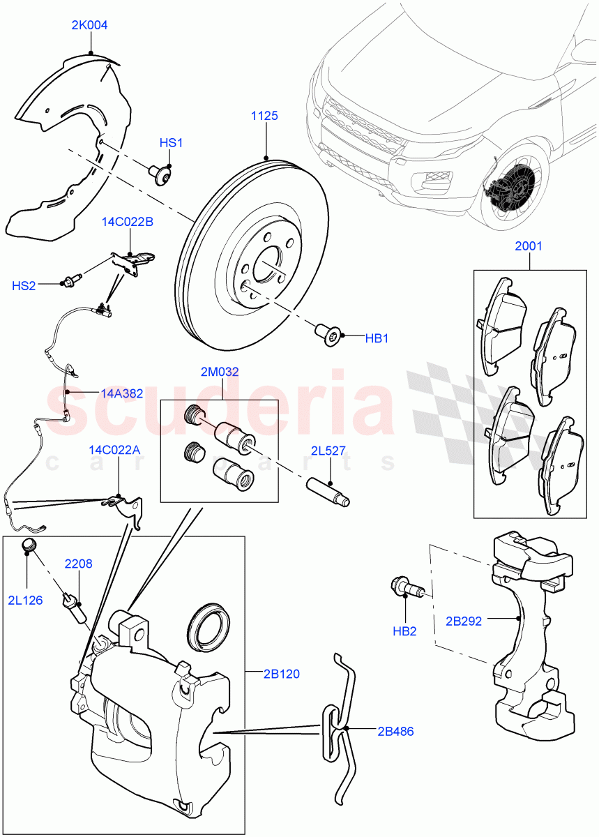 Front Brake Discs And Calipers (Changsu (China), Front Disc And Caliper Size 17) ((V) FROMGG134738) of Land Rover Land Rover Range Rover Evoque (2012-2018) [2.2 Single Turbo Diesel]