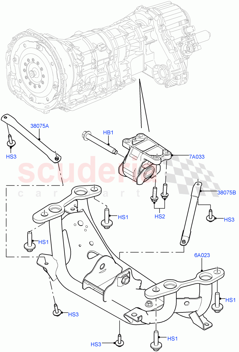 Transmission Mounting (3.0 V6 D Gen2 Twin Turbo, 3.0 V6 D Low MT ROW, 3.0 V6 D Gen2 Mono Turbo) ((V) FROMJA000001) of Land Rover Land Rover Range Rover Sport (2014+) [2.0 Turbo Diesel]