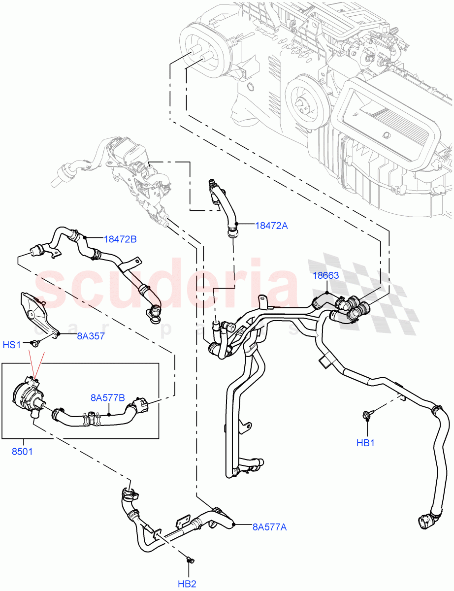 Heater Hoses (Front) (3.0L AJ20P6 Petrol High, Fuel Fired Heater With Park Heat, Premium Air Conditioning-Front/Rear, Fuel Heater W/Pk Heat With Remote) ((V) FROMKA000001) of Land Rover Land Rover Range Rover Sport (2014+) [4.4 DOHC Diesel V8 DITC]