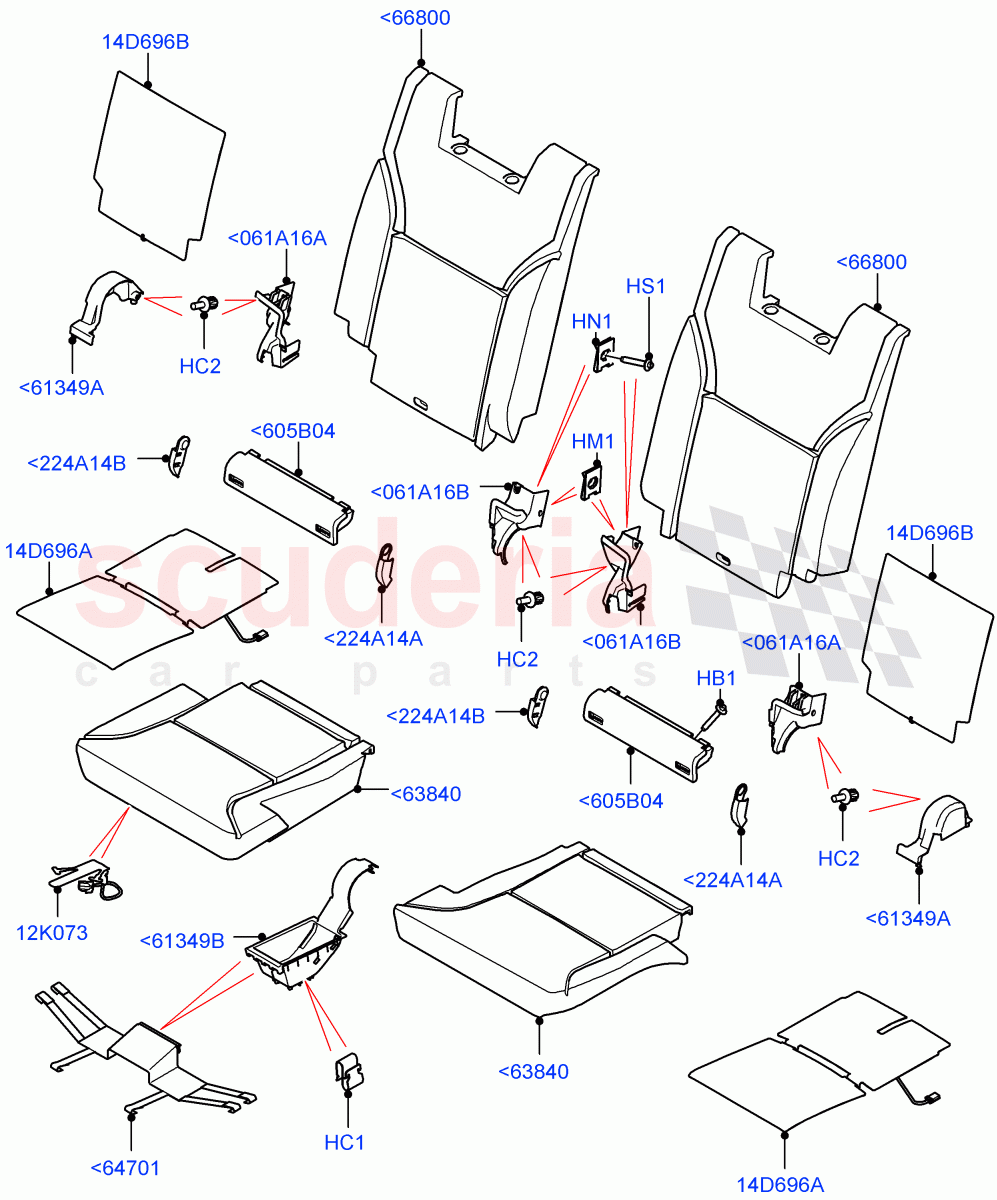 Rear Seat Pads/Valances & Heating (Row 3, Nitra Plant Build) (Version - Core, With 3rd Row Double Seat, With 7 Seat Configuration, With Third Row Power Folding Seat, Version - R-Dynamic) ((V) FROMK2000001) of Land Rover Land Rover Discovery 5 (2017+) [3.0 DOHC GDI SC V6 Petrol]