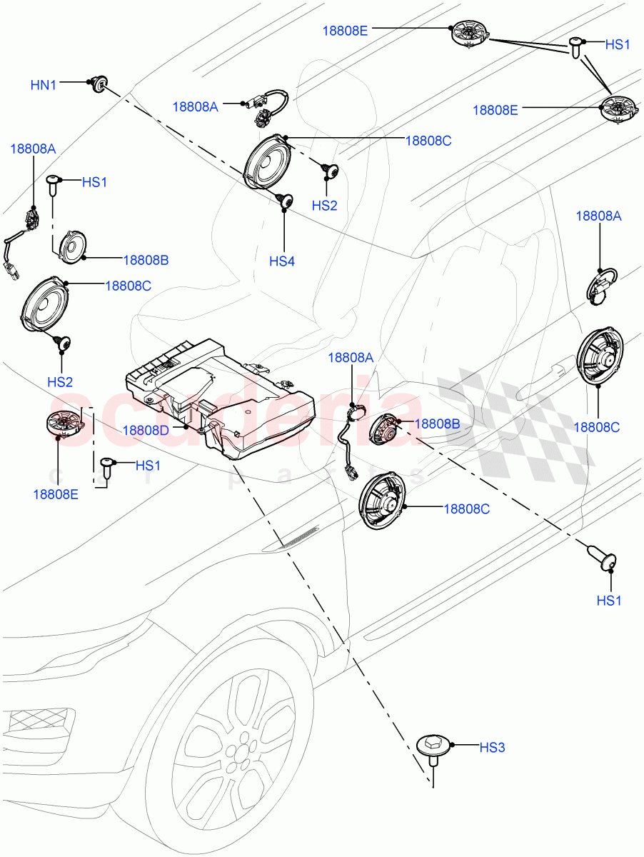 Speakers (Halewood (UK), Premium Audio 1280 W) of Land Rover Land Rover Range Rover Evoque (2012-2018) [2.0 Turbo Diesel]