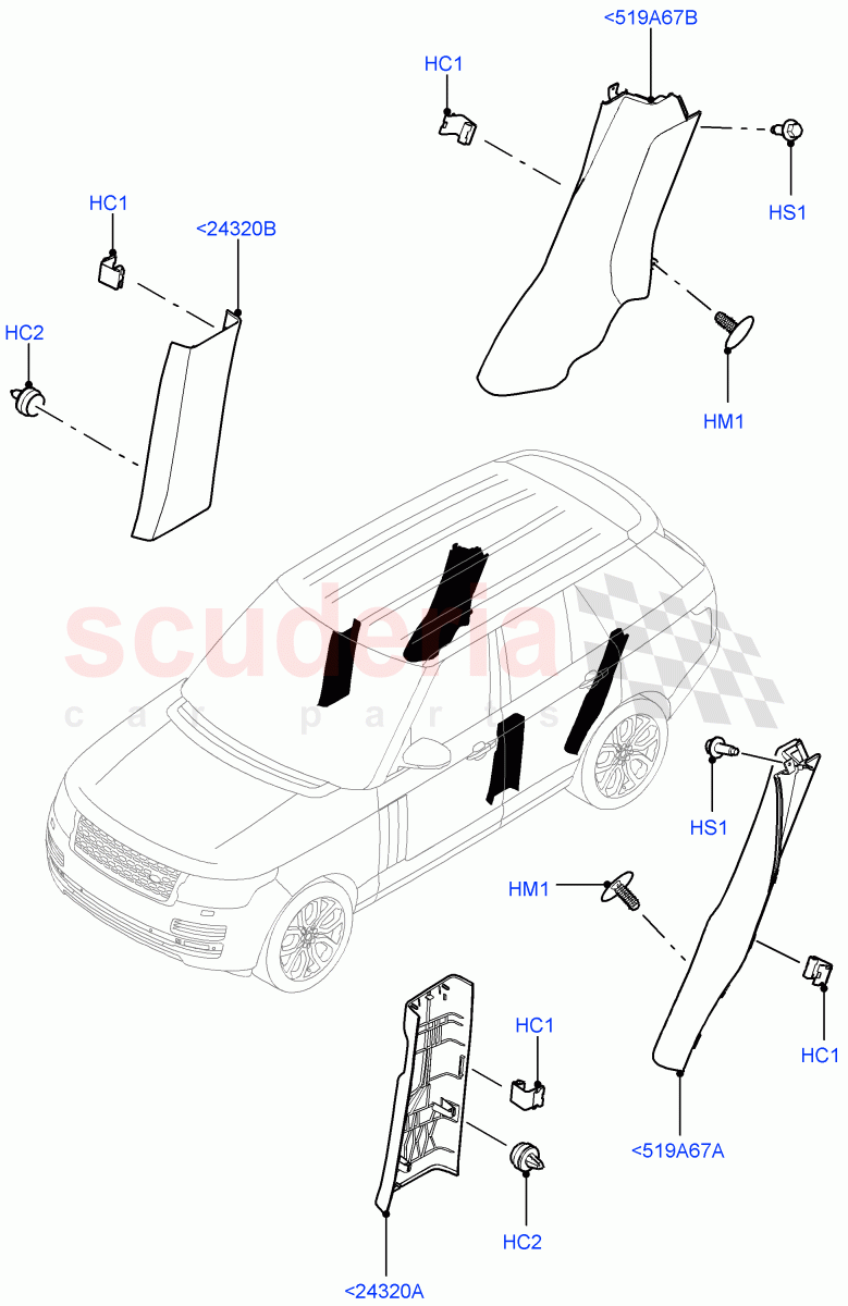 Side Trim (Centre, Front And Rear) (Taurus Leather) of Land Rover Land Rover Range Rover (2012-2021) [3.0 I6 Turbo Petrol AJ20P6]