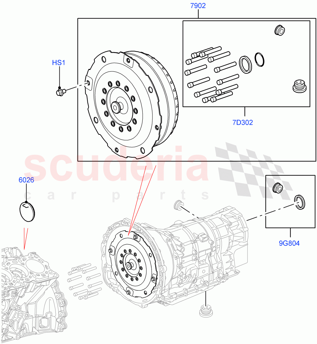 Converter (Nitra Plant Build) (3.0 V6 Diesel, 8 Speed Auto Trans ZF 8HP70 4WD) ((V) FROMK2000001) of Land Rover Land Rover Discovery 5 (2017+) [3.0 I6 Turbo Diesel AJ20D6]
