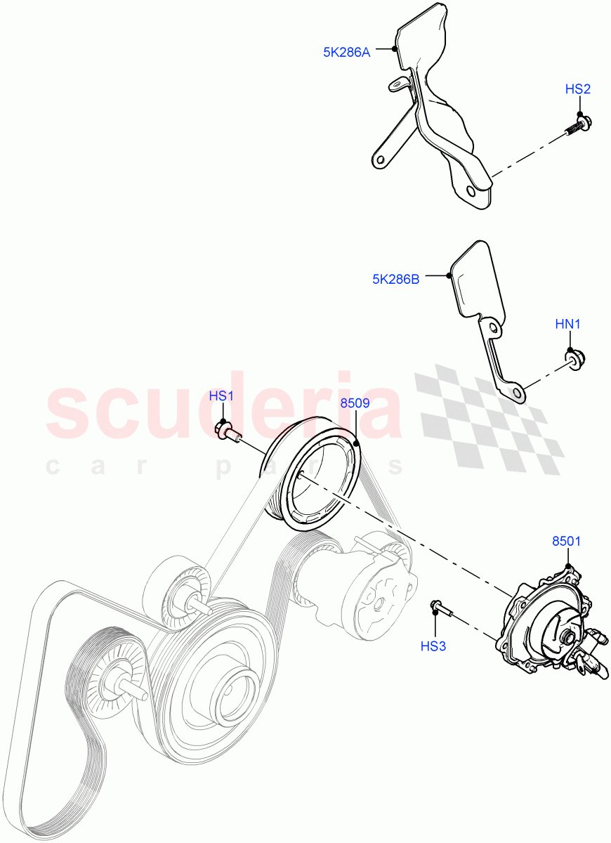 Water Pump (2.0L AJ20P4 Petrol E100 PTA, Halewood (UK), Less Electric Engine Battery, 2.0L AJ20P4 Petrol High PTA, 2.0L AJ20P4 Petrol Mid PTA) of Land Rover Land Rover Range Rover Evoque (2019+) [2.0 Turbo Petrol AJ200P]