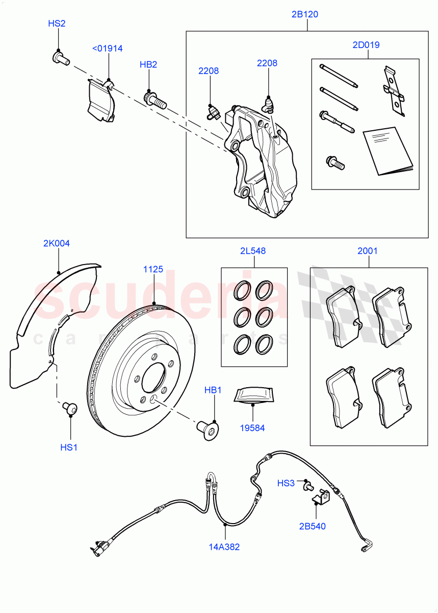 Front Brake Discs And Calipers (Version - Core, Front Disc And Caliper Size 20, Non SVR, Disc And Caliper Size-Frt 20/RR 20) ((V) FROMGA652128) of Land Rover Land Rover Range Rover Sport (2014+) [2.0 Turbo Petrol GTDI]