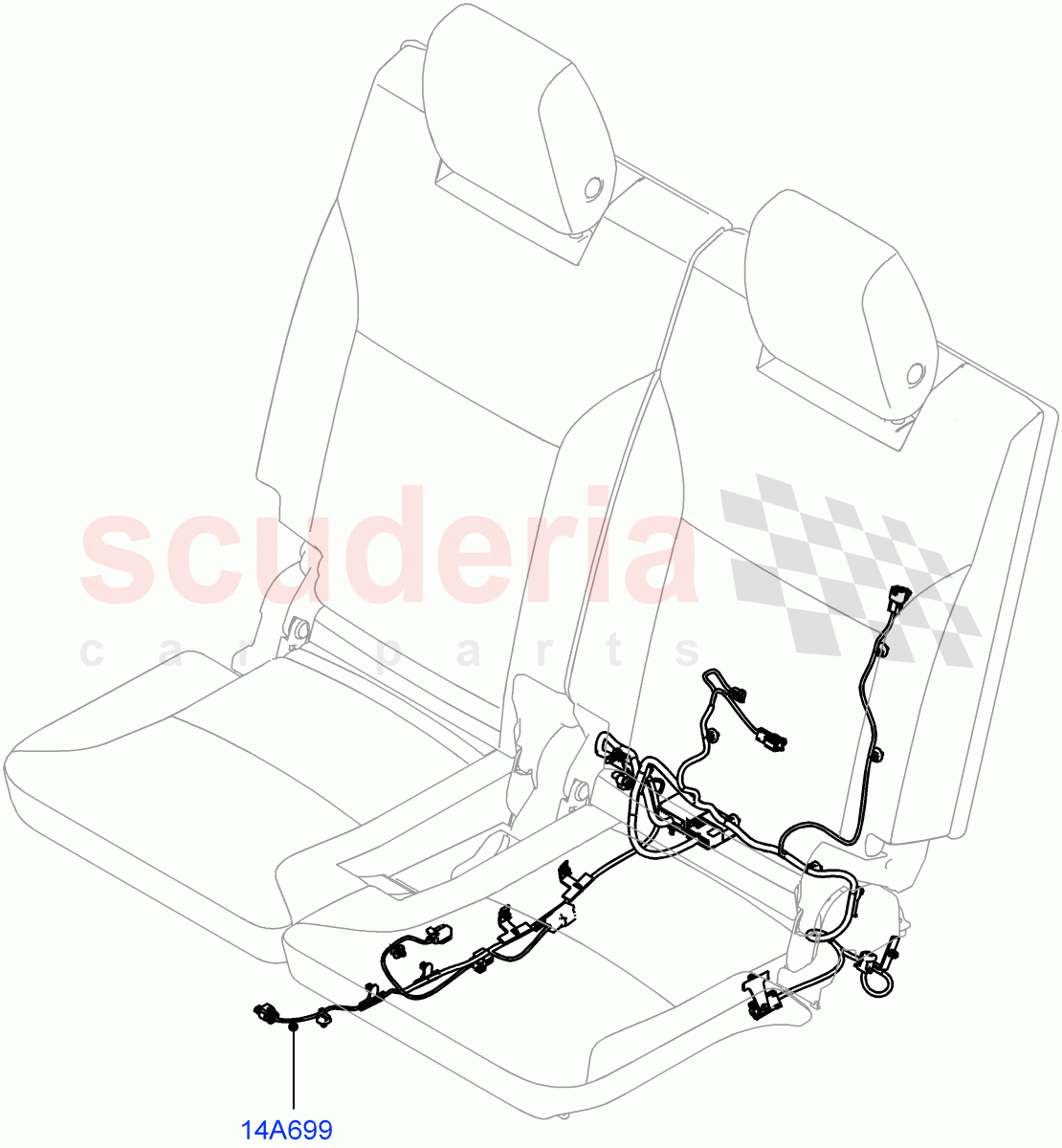 Wiring - Seats (3rd Row, Rear Seats, Nitra Plant Build) (With 7 Seat Configuration) ((V) FROMK2000001) of Land Rover Land Rover Discovery 5 (2017+) [2.0 Turbo Diesel]