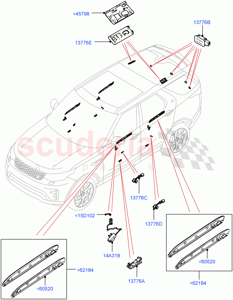 Interior Lamps (Door - Front/Rear, Nitra Plant Build) ((V) FROMK2000001) of Land Rover Land Rover Discovery 5 (2017+) [2.0 Turbo Petrol AJ200P]