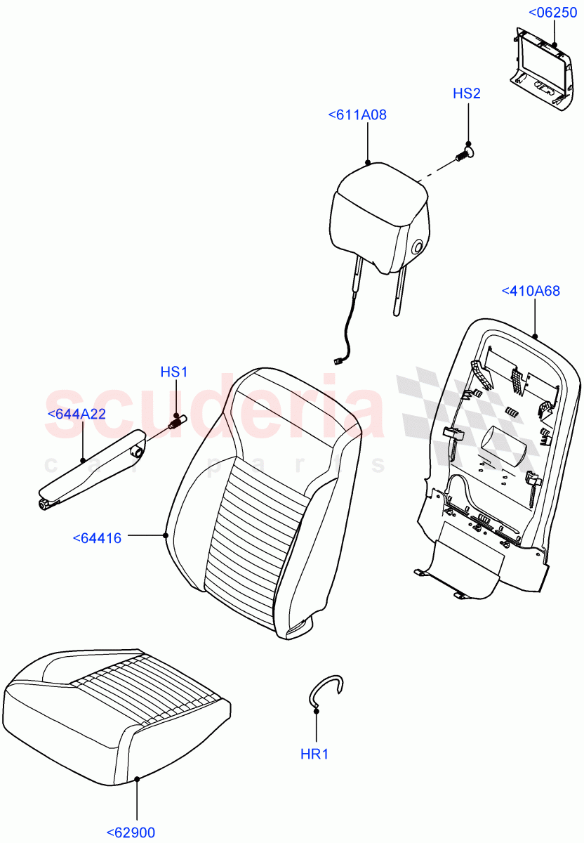 Front Seat Covers (Nitra Plant Build) (Windsor Leather Perforated, With 5 Seat Configuration, With 7 Seat Configuration) ((V) FROMM2000001) of Land Rover Land Rover Discovery 5 (2017+) [2.0 Turbo Petrol AJ200P]