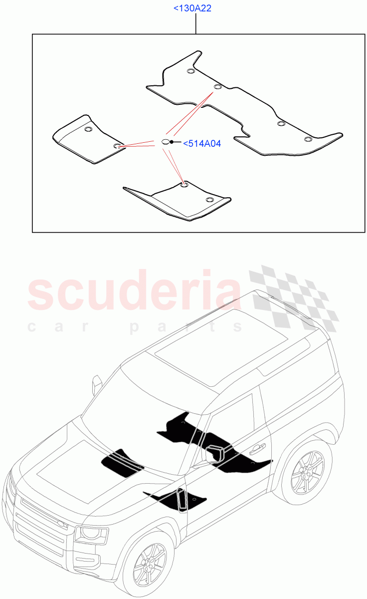 Floor Trim (Floor Mats) (Short Wheelbase, Front Floor Carpet Mats) of Land Rover Land Rover Defender (2020+) [2.0 Turbo Diesel]
