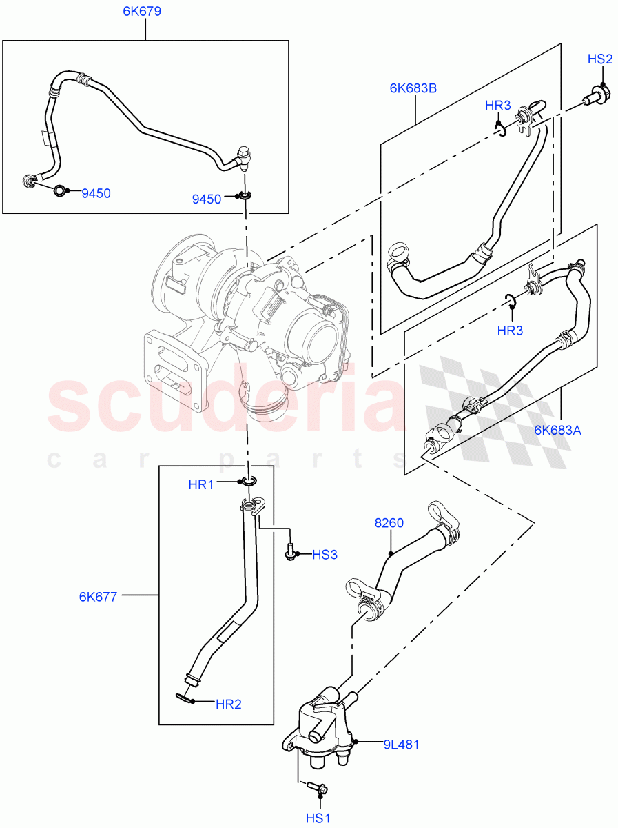 Turbocharger (Lubrication And Cooling) (2.0L AJ20P4 Petrol High PTA, Halewood (UK), 2.0L AJ20P4 Petrol E100 PTA, 2.0L AJ20P4 Petrol Mid PTA) of Land Rover Land Rover Discovery Sport (2015+) [2.0 Turbo Petrol AJ200P]