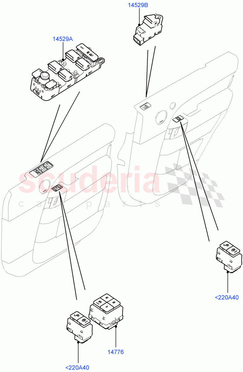 Switches (Front And Rear Doors) ((V) TOHA999999) of Land Rover Land Rover Range Rover Sport (2014+) [3.0 Diesel 24V DOHC TC]