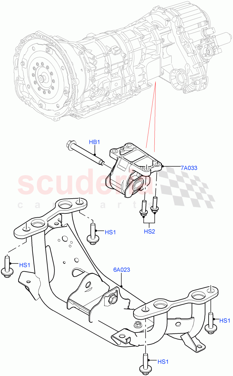 Transmission Mounting (Nitra Plant Build) (2.0L I4 High DOHC AJ200 Petrol) ((V) FROMK2000001) of Land Rover Land Rover Discovery 5 (2017+) [3.0 DOHC GDI SC V6 Petrol]