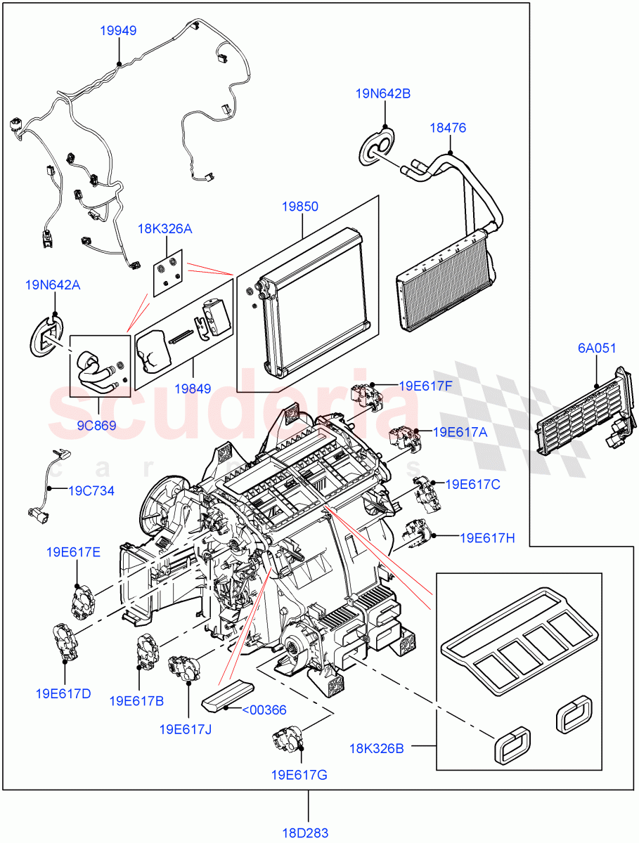 Heater/Air Cond.Internal Components (Main Unit) of Land Rover Land Rover Defender (2020+) [2.0 Turbo Petrol AJ200P]