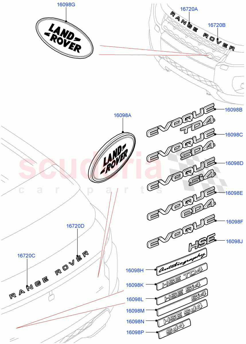 Name Plates (Halewood (UK)) of Land Rover Land Rover Range Rover Evoque (2012-2018) [2.0 Turbo Petrol AJ200P]