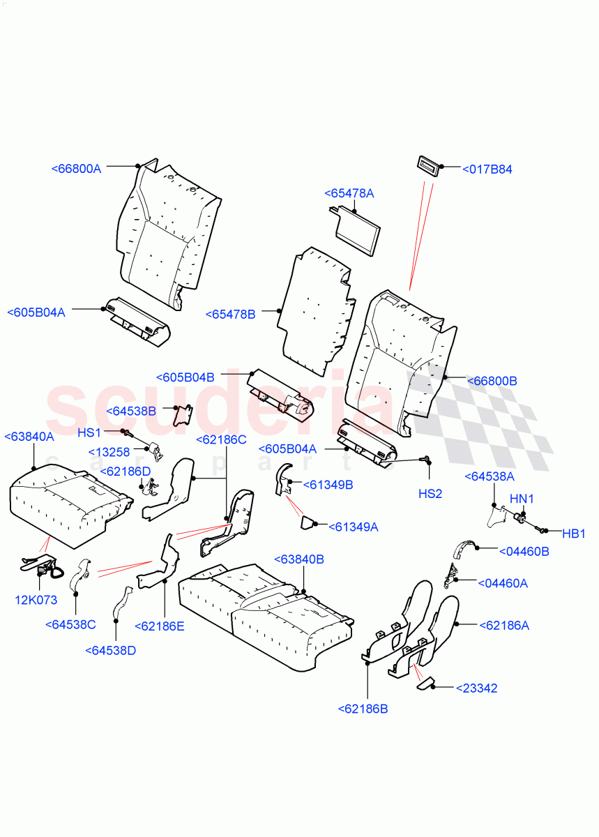 Rear Seat Pads/Valances & Heating (Solihull Plant Build, Pads/Valances) (Version - Core, 60/40 Load Through With Slide) ((V) FROMHA000001) of Land Rover Land Rover Discovery 5 (2017+) [3.0 Diesel 24V DOHC TC]