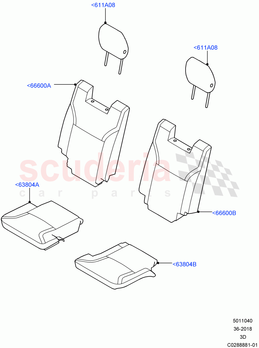 Rear Seat Covers (Row 3, Nitra Plant Build) (Grained Cloth, Version - Core, With 7 Seat Configuration) ((V) FROMK2000001) of Land Rover Land Rover Discovery 5 (2017+) [3.0 I6 Turbo Petrol AJ20P6]