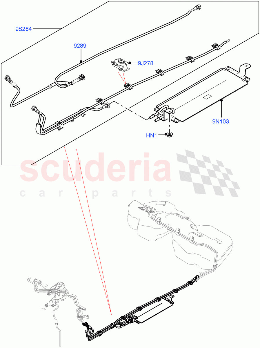 Fuel Lines (Rear) (2.0L AJ21D4 Diesel Mid) ((V) FROMMA000001, (V) TOMA999999) of Land Rover Land Rover Range Rover Velar (2017+) [2.0 Turbo Diesel AJ21D4]