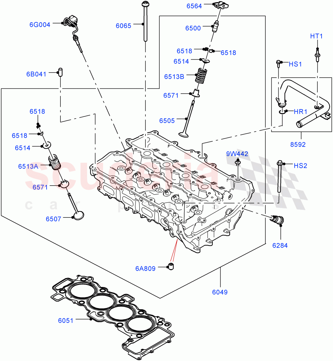 Cylinder Head (2.0L I4 Mid DOHC AJ200 Petrol, Itatiaia (Brazil), 2.0L I4 Mid AJ200 Petrol E100) ((V) FROMJT000001) of Land Rover Land Rover Discovery Sport (2015+) [2.0 Turbo Petrol AJ200P]