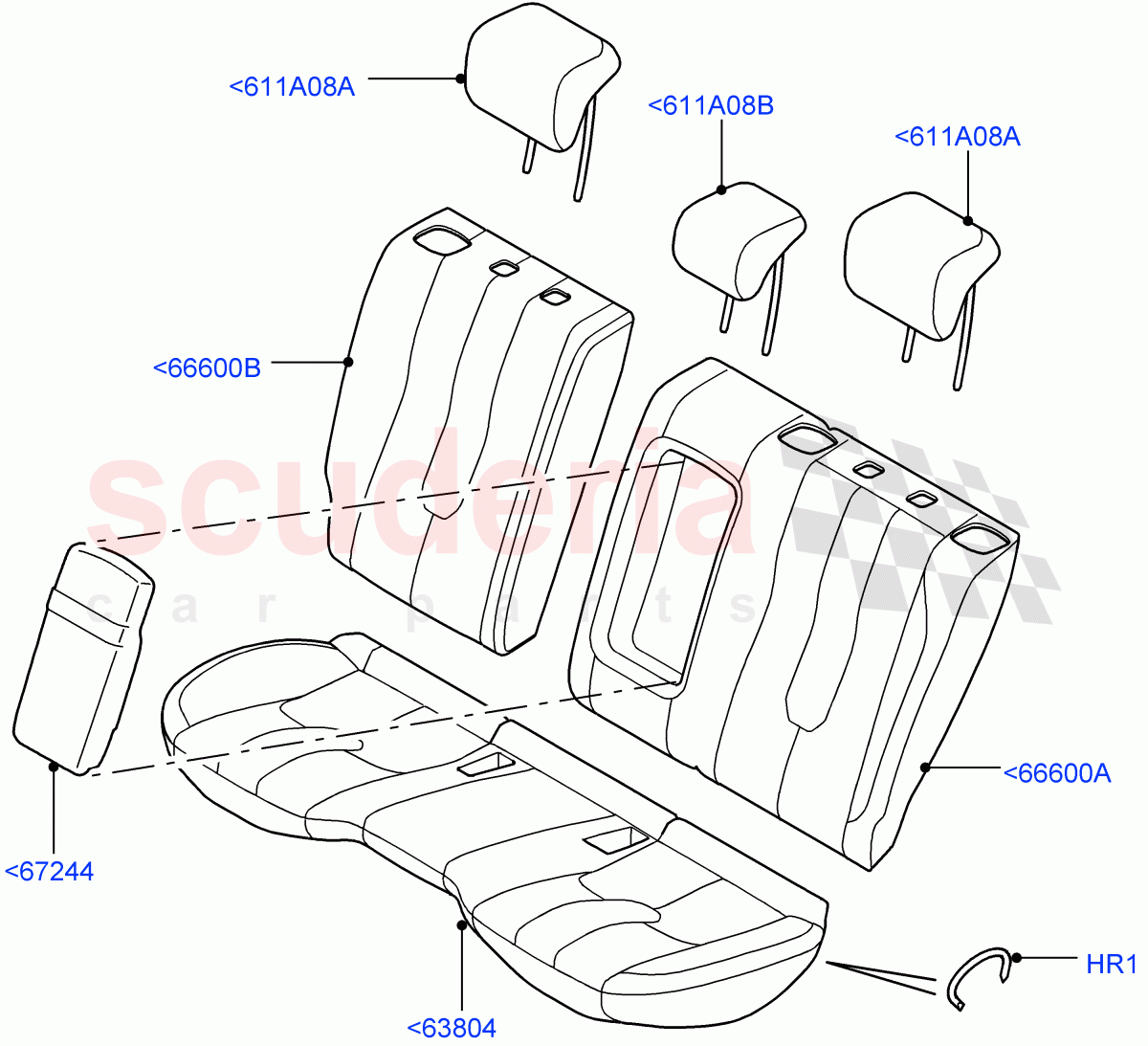 Rear Seat Covers (Taurus Leather Perforated, Changsu (China), 2nd Row Seat 60/40 (3 P) - Folding) ((V) FROMEG000001) of Land Rover Land Rover Range Rover Evoque (2012-2018) [2.0 Turbo Diesel]