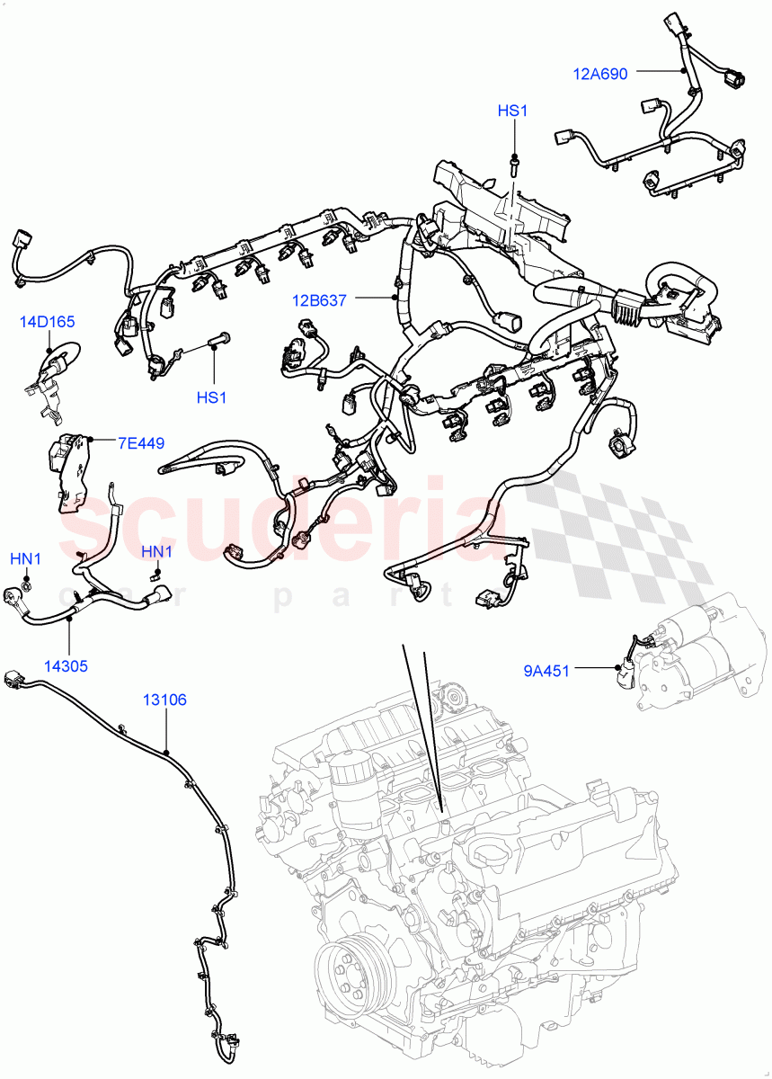 Electrical Wiring - Engine And Dash (5.0L OHC SGDI SC V8 Petrol - AJ133) ((V) TOHA999999) of Land Rover Land Rover Range Rover (2012-2021) [3.0 DOHC GDI SC V6 Petrol]