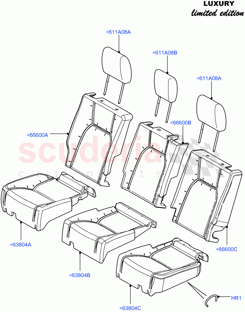 Rear Seat Covers (With 35/30/35 Split Fold Rear Seat) ((V) FROMCA000001) of Land Rover Land Rover Discovery 4 (2010-2016) [4.0 Petrol V6]