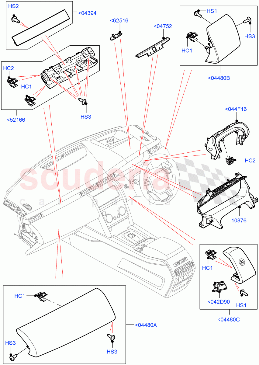 Instrument Panel (External, Centre) (Halewood (UK)) ((V) FROMLH000001) of Land Rover Land Rover Discovery Sport (2015+) [1.5 I3 Turbo Petrol AJ20P3]