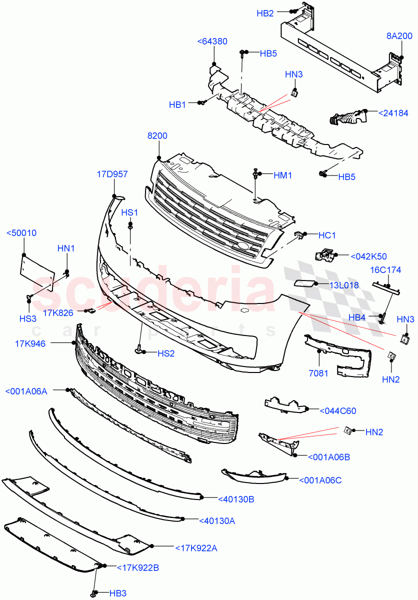 Radiator Grille And Front Bumper (Less SV Model Spec) of Land Rover Land Rover Range Rover (2022+) [4.4 V8 Turbo Petrol NC10]