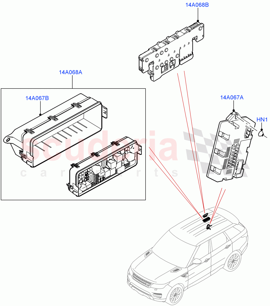 Fuses, Holders And Circuit Breakers (Rear) of Land Rover Land Rover Range Rover Sport (2014+) [5.0 OHC SGDI SC V8 Petrol]