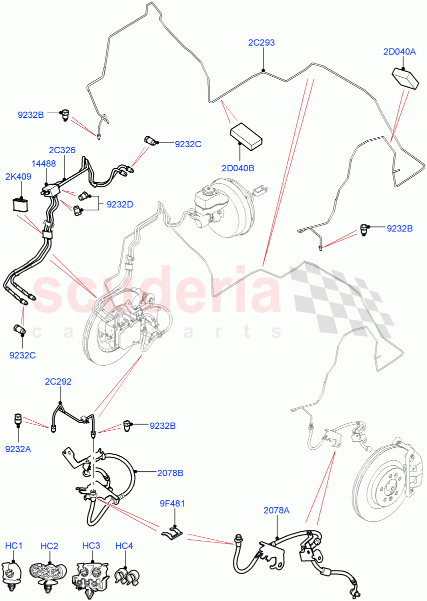 Front Brake Pipes (Solihull Plant Build) (RHD) ((V) FROMHA000001) of Land Rover Land Rover Discovery 5 (2017+) [2.0 Turbo Diesel]