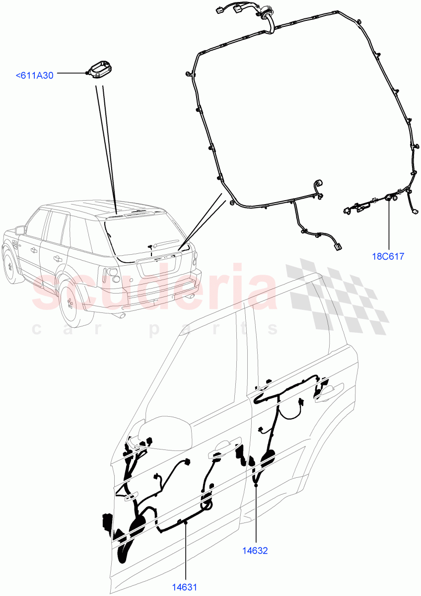 Electrical Wiring - Body And Rear (Front And Rear Doors) ((V) FROMCA000001) of Land Rover Land Rover Range Rover Sport (2010-2013) [5.0 OHC SGDI NA V8 Petrol]