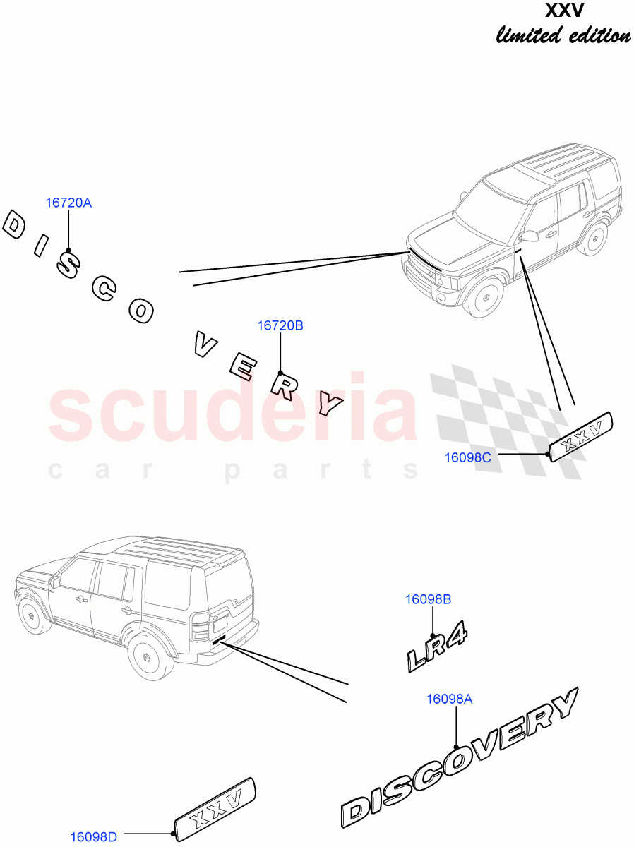 Name Plates (XXV Anniversary LE) ((V) FROMEA000001) of Land Rover Land Rover Discovery 4 (2010-2016) [2.7 Diesel V6]