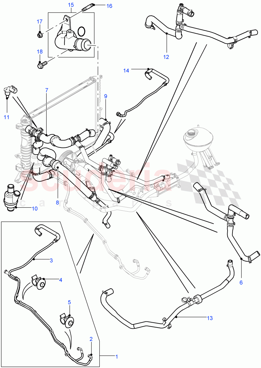 Radiator Hoses ((V) FROMCA000001) of Land Rover Land Rover Defender (2007-2016)