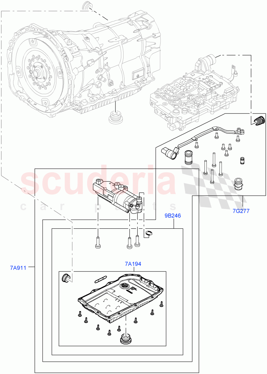 Valve Body - Main Control & Servo's (Electric Oil Pump) (3.0 V6 D Gen2 Twin Turbo, 8 Speed Auto Trans ZF 8HP70 HEV 4WD, 3.0 V6 Diesel Electric Hybrid Eng, 3.0 V6 D Gen2 Mono Turbo) ((V) FROMFA000001) of Land Rover Land Rover Range Rover (2012-2021) [3.0 I6 Turbo Diesel AJ20D6]