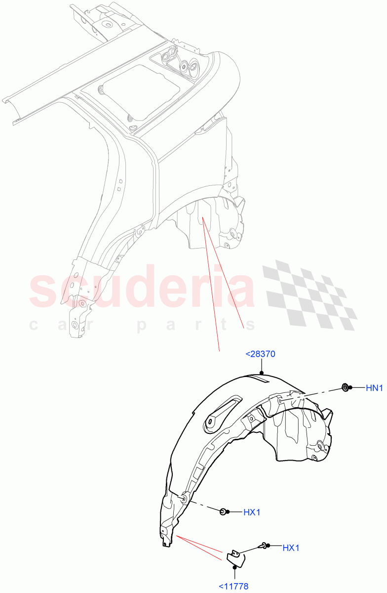 Side Panels - Inner (Wheelarch) (Halewood (UK)) of Land Rover Land Rover Range Rover Evoque (2019+) [1.5 I3 Turbo Petrol AJ20P3]