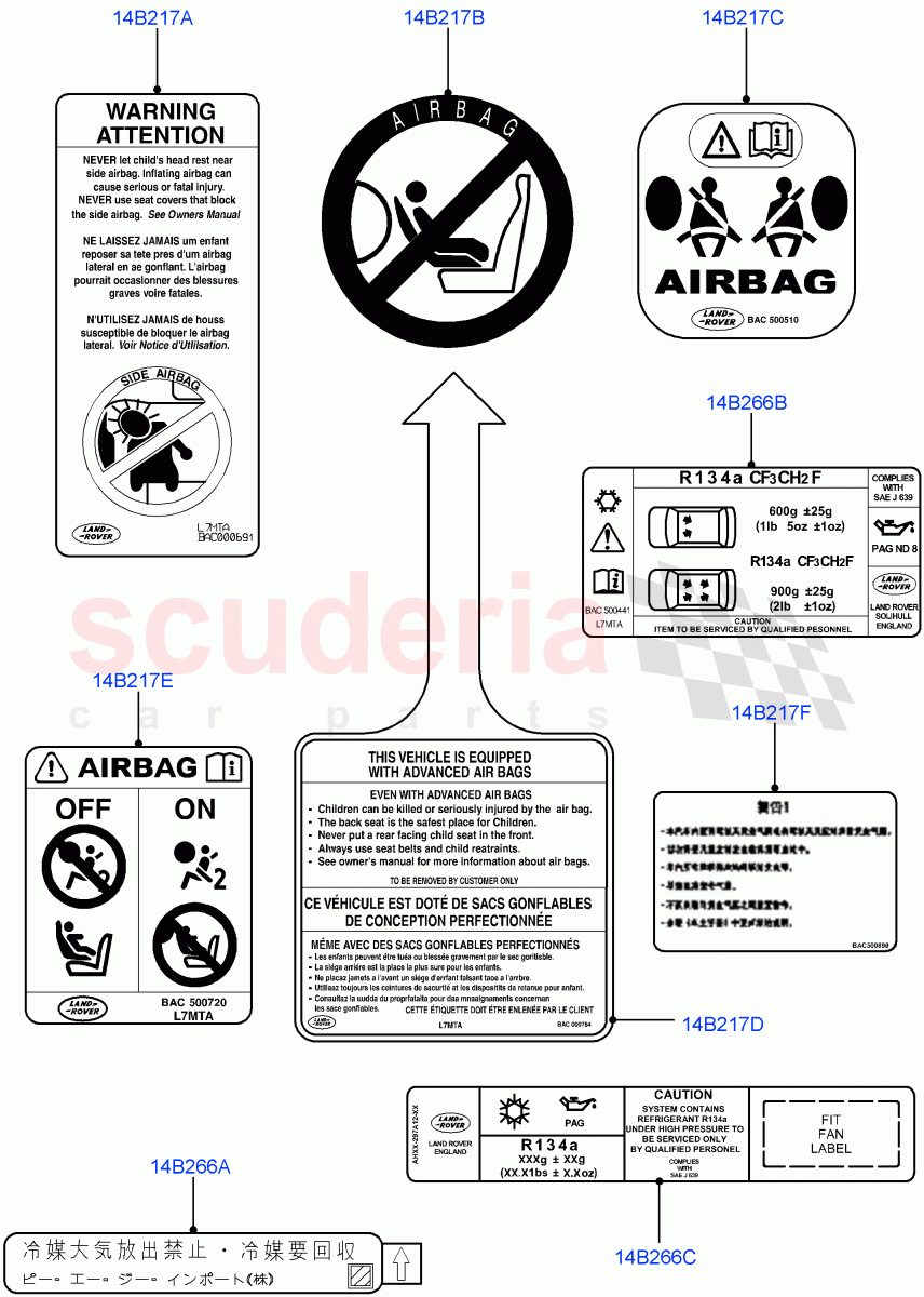 Labels (For Air Bag / Air Conditioning) ((V) FROMAA000001) of Land Rover Land Rover Range Rover Sport (2010-2013) [3.6 V8 32V DOHC EFI Diesel]