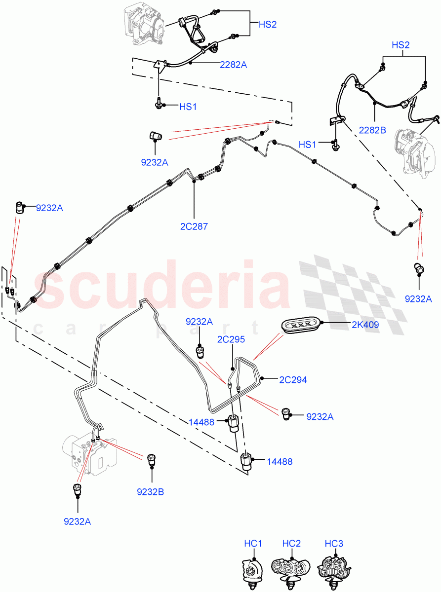 Rear Brake Pipes (Solihull Plant Build) (RHD) ((V) FROMHA000001) of Land Rover Land Rover Discovery 5 (2017+) [2.0 Turbo Diesel]
