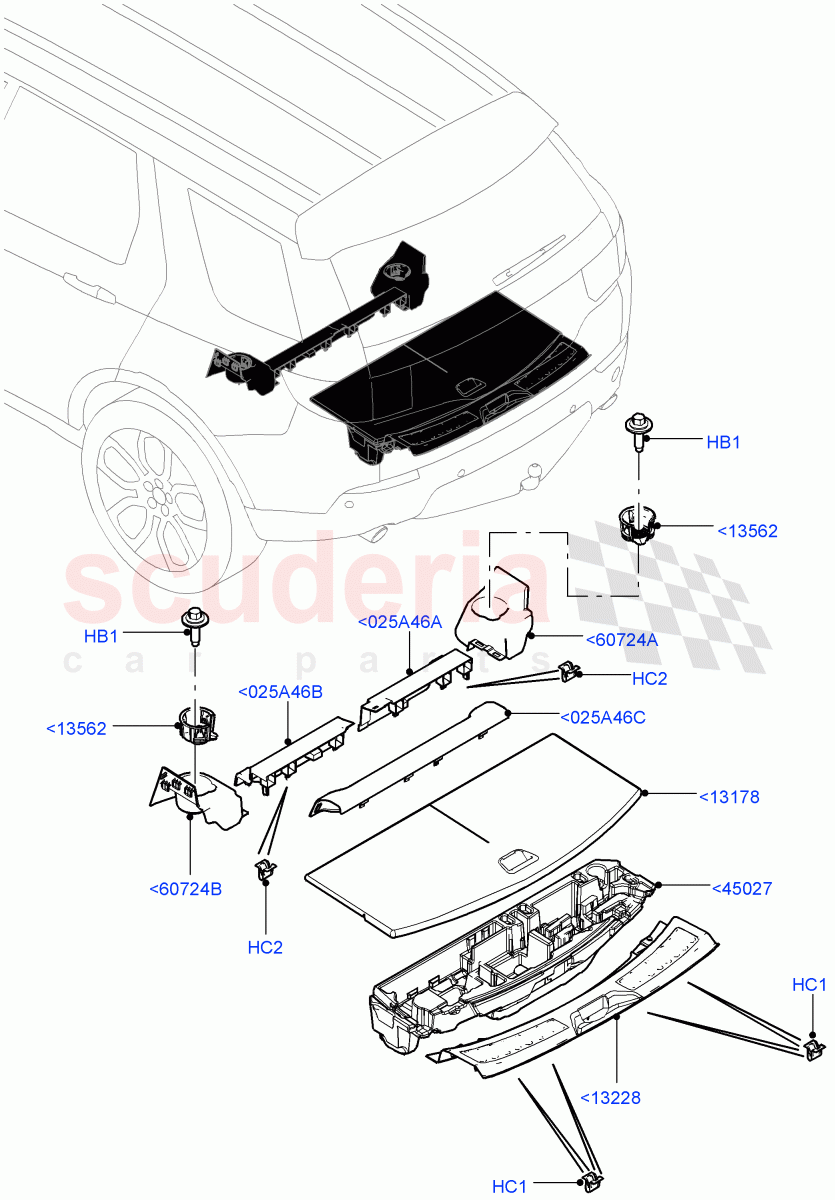 Load Compartment Trim (Floor) (Halewood (UK), With 3rd Row Double Seat, With 7 Seat Configuration, Third Row Dual Individual Seat) of Land Rover Land Rover Discovery Sport (2015+) [2.0 Turbo Petrol GTDI]