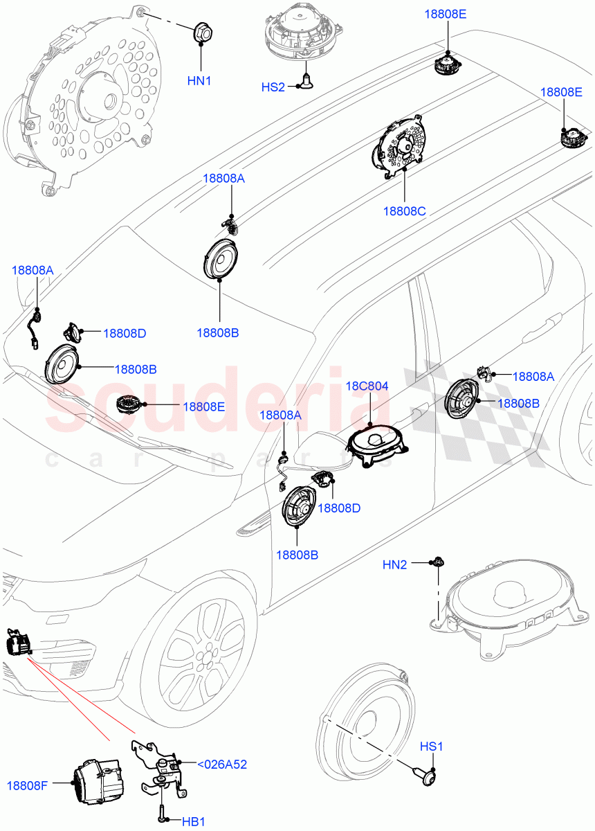 Speakers (Halewood (UK), Premium Audio 1280 W) of Land Rover Land Rover Discovery Sport (2015+) [2.0 Turbo Petrol GTDI]