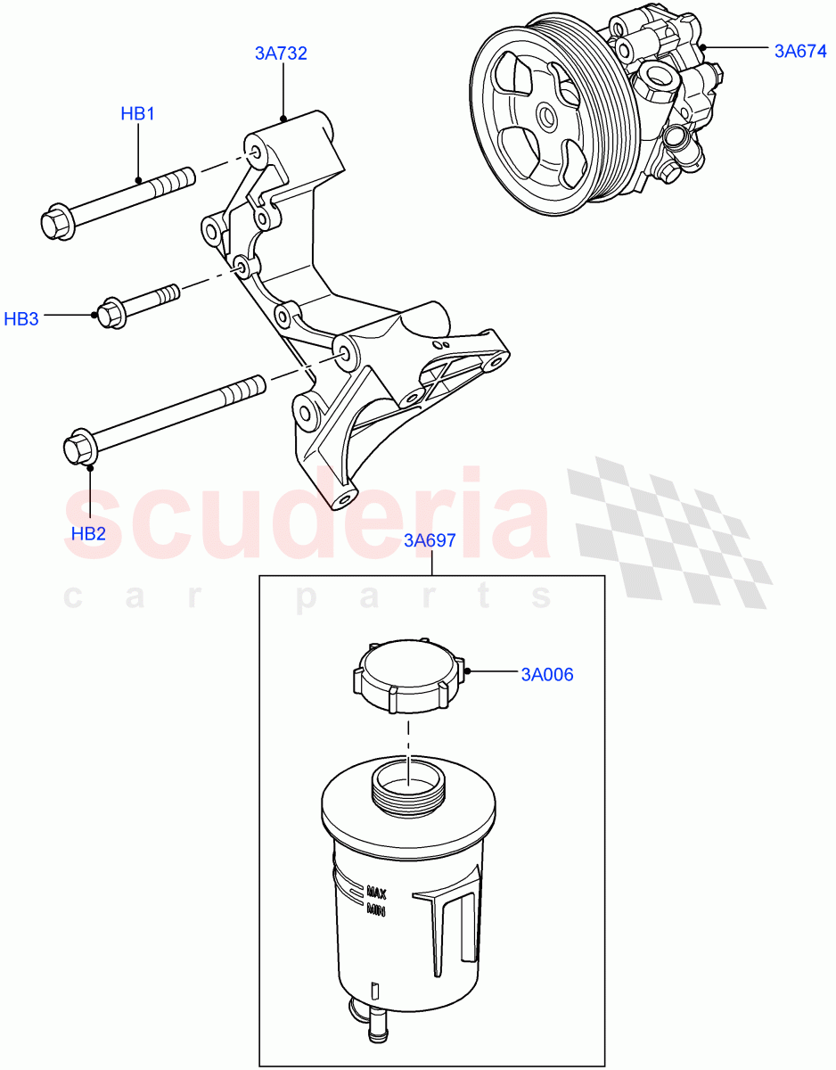 Power Steering Pump Mounting (Cologne V6 4.0 EFI (SOHC)) ((V) FROMAA000001) of Land Rover Land Rover Discovery 4 (2010-2016) [3.0 DOHC GDI SC V6 Petrol]