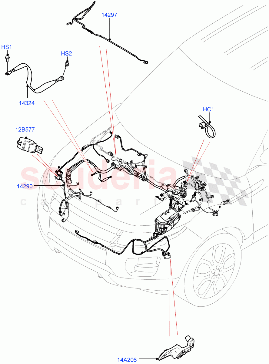Electrical Wiring - Engine And Dash (Engine Compartment) (Changsu (China)) ((V) FROMEG000001) of Land Rover Land Rover Range Rover Evoque (2012-2018) [2.0 Turbo Petrol AJ200P]